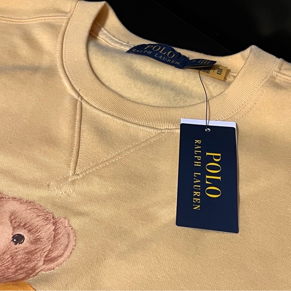 NEW Polo Ralph Lauren Tropical Vacation Beach Bear Yellow Crewneck Sweatshirt - Picture 4 of 6
